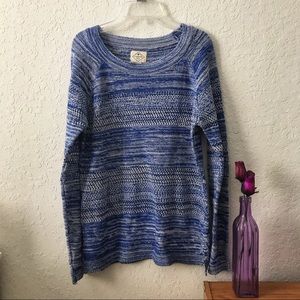 Blue and White Knitted Sweater